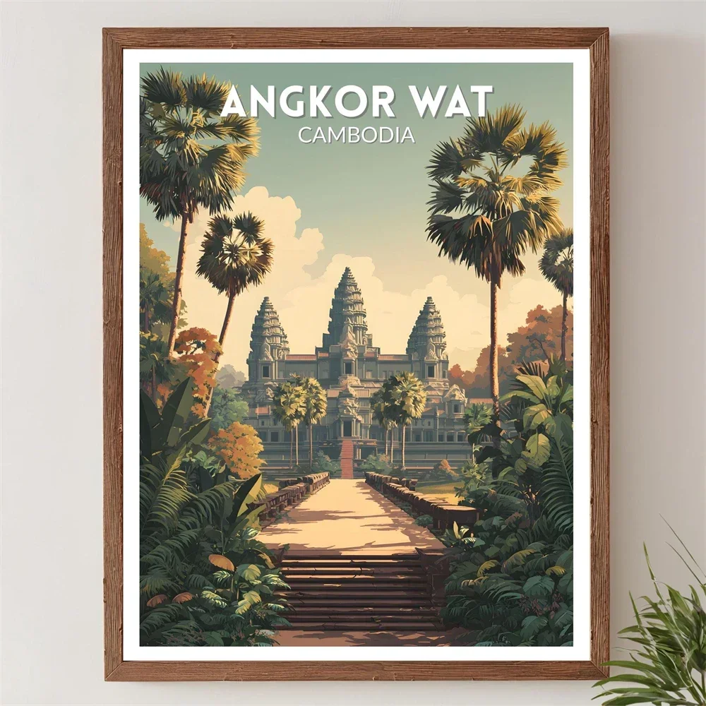 ملصق سياحي لمعبد أنغكور وات في - مراجعة Vintage Fashion Wall Art وسعره