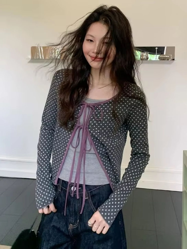 كارديجان نسائي محبوك بنقاط الب - مراجعة Vintage Fashion Style Female وسعره