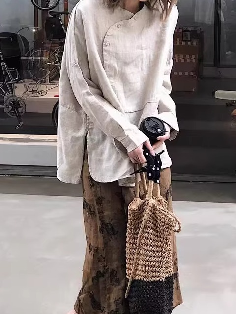 قميص نسائي طويل الأكمام بتصميم - مراجعة Vintage Fashion Style Female وسعره