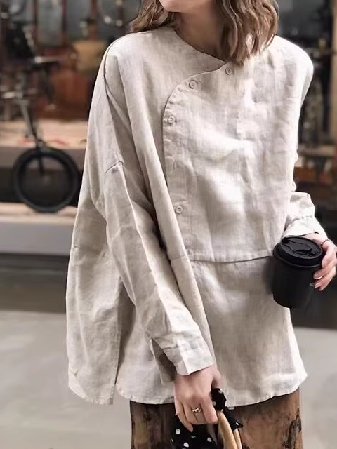 قميص نسائي طويل الأكمام بتصميم - مراجعة Vintage Fashion Style Female وسعره